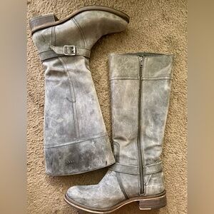 Wolverine brand, Moto boots/biker boots, distressed gray, strap buckle detailing